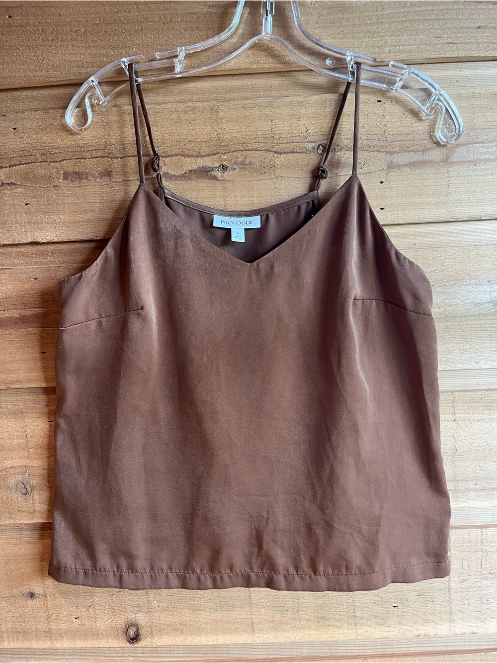 PROLOGUE - Metallic Gold Brown V-Neck Silky Cami Top